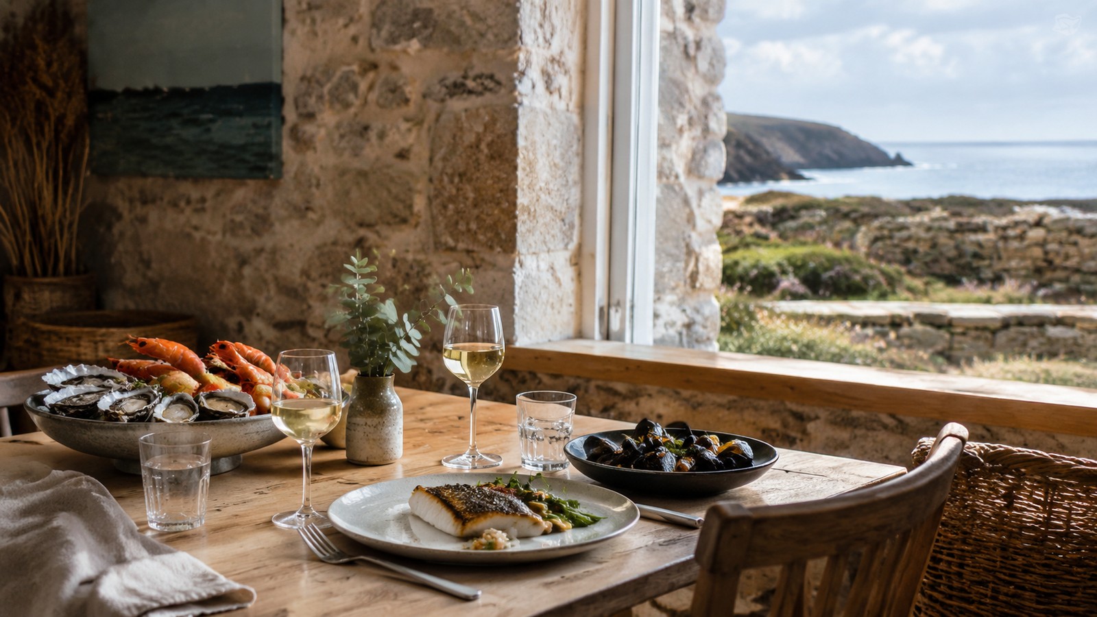 Illustration d’ambiance de cuisine marine près du Cap Fréhel